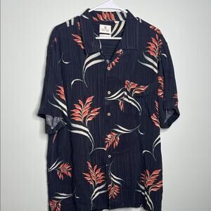 Solitude Washable Silk Floral Button up Shirt XL